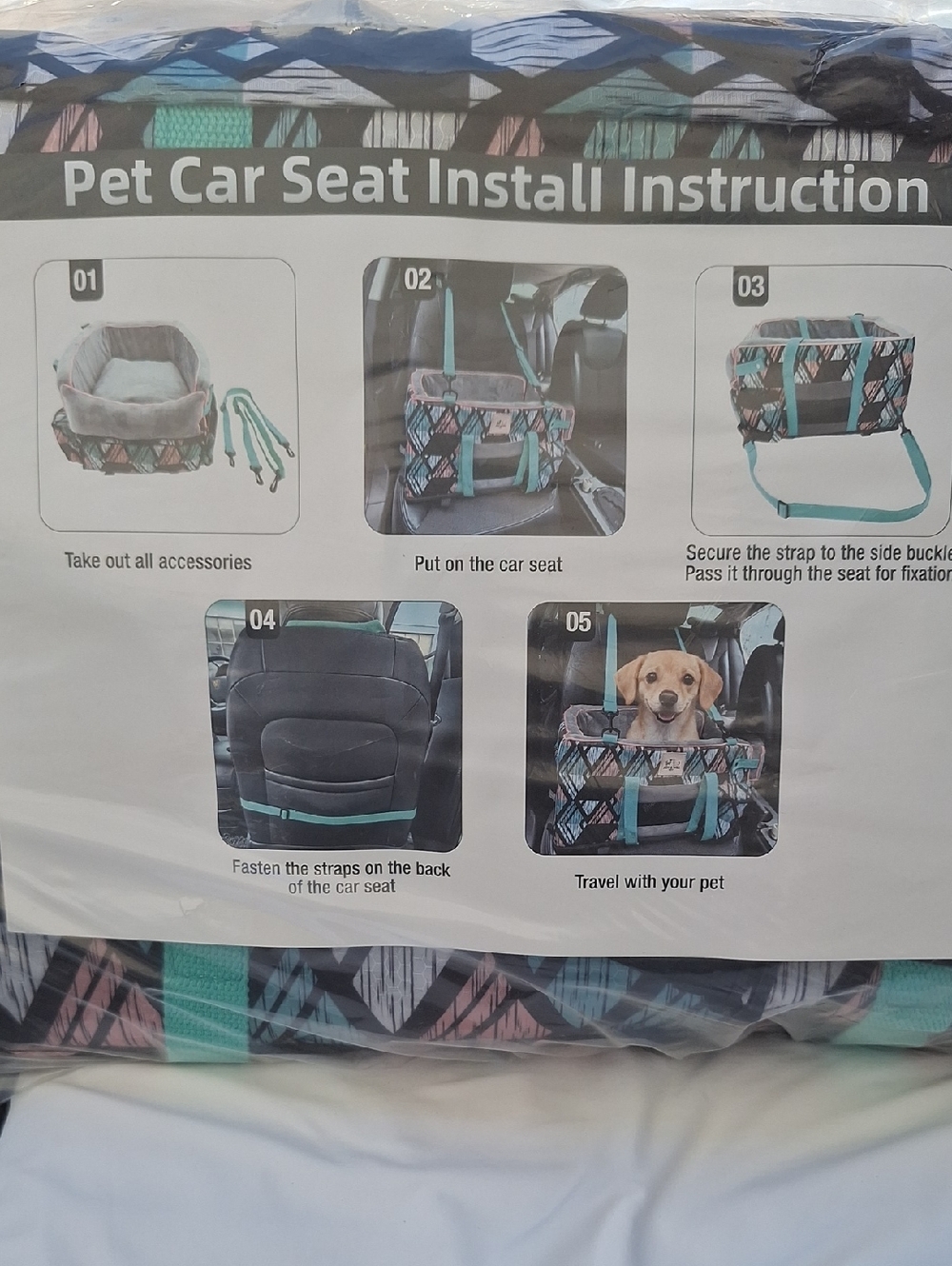 Pet Car Seat Booster for Dogs in Teal and Gray - Brand Unspecified